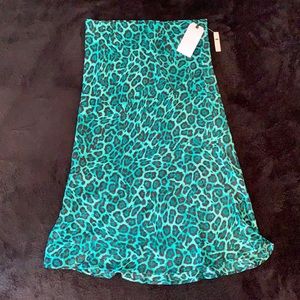NWT Leith Teal Leopard Skirt